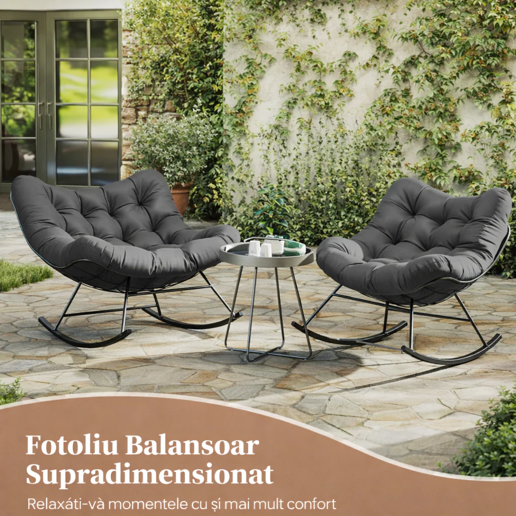 Scaun balansoar cu pernă tip nor – imagine detaliu 1