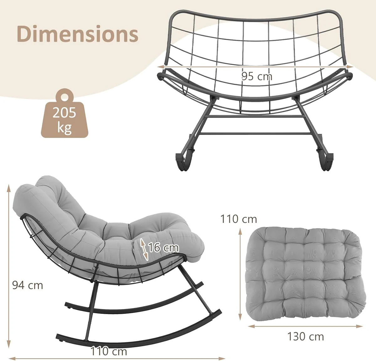 Scaun balansoar cu pernă tip nor, ultra confortabil, imagine 5